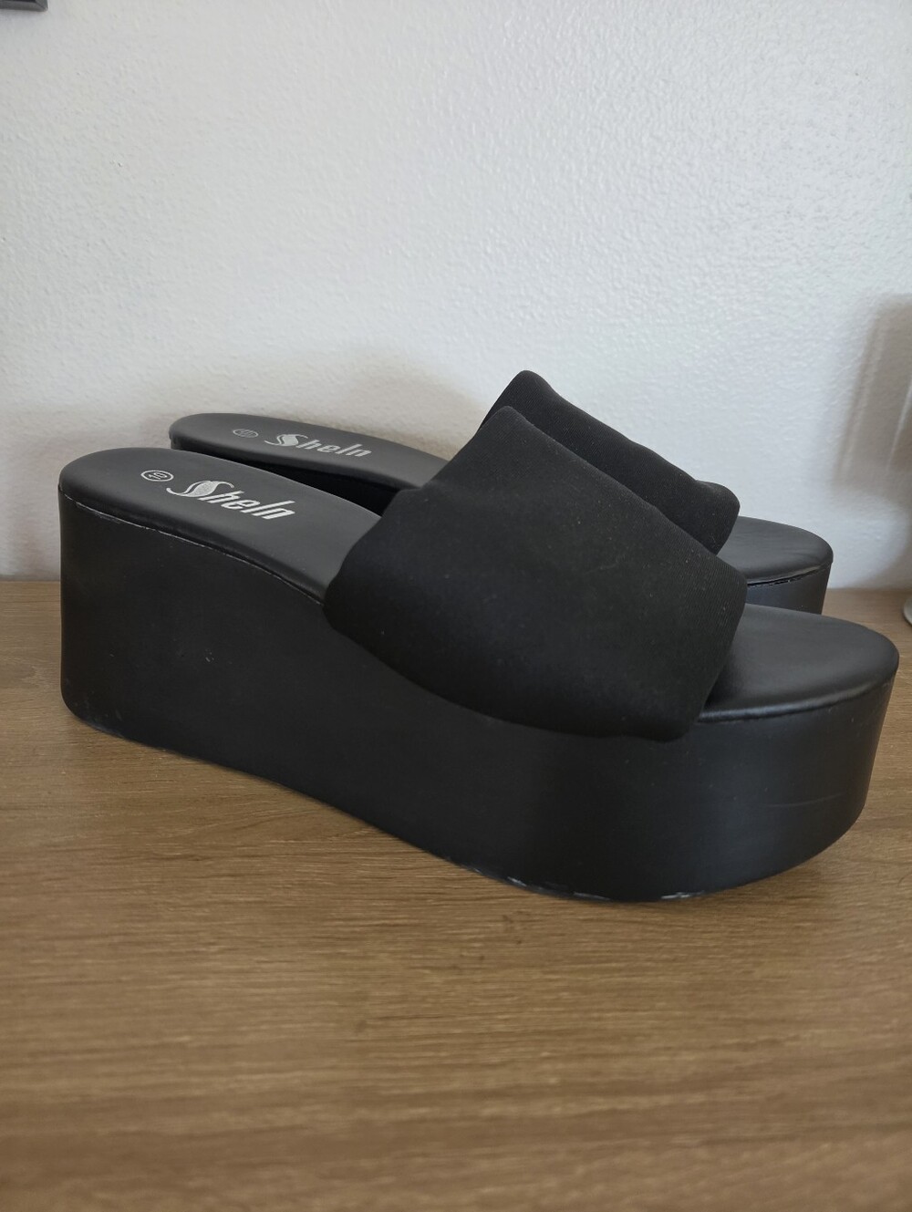 SHEIN Black Platform Slide Mules